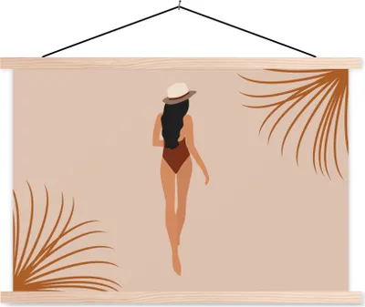 Produktbild von MuchoWow® Textilposter Sommer - Frau - Abstrakt 60x40 cm mit holzfarbenen Rahmen - Bilder