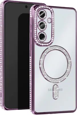 Image de Avizar, étui en diamant pour Samsung A35 - Protection MagSafe avec bordure en strass, Violet