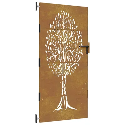 Image de vidaXL Porte de jardin 85x200 cm acier corten design arbre
