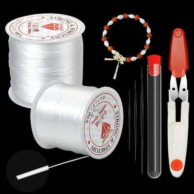Produktbild von Elastisches Band für Armbänder, 80 m x 0,8 mm, 2 Rollen, Schmuckherstellung