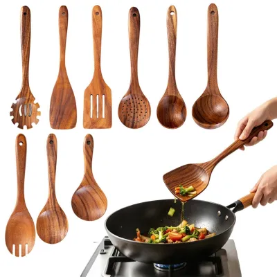Produktbild von 10-teiliges Küchenutensilien-Set aus Akazienholz