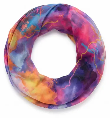 Produktbild von styleBREAKER Damen Loop Schal Aquarell Viskose, Violett-Pink-Blau