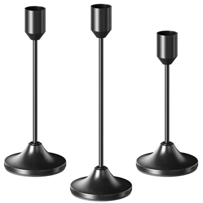 Kerzenhalter-Set, 3 Stück, schwarz, für Stabkerzen Ø 2,2 cm
