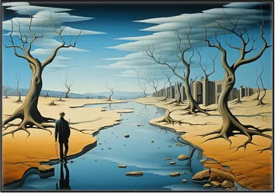 Produktbild von Wallario Wandbild Fluss der Zeit, Größe: 70,30 x 100,30 cm, Poster mit schwarzem Aluminiumrahmen