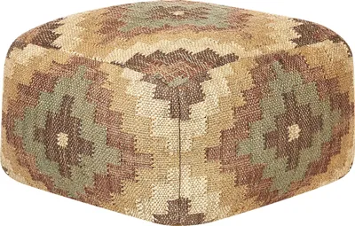 Produktbild von BELIANI Pouf Braun Jute Baumwolle und Wolle 50 x 50 x 30 cm Quadratisch mit EPS Füllung Muster Orientalisch Geometrisch Wohnzimmer Schlafzimmer Deko