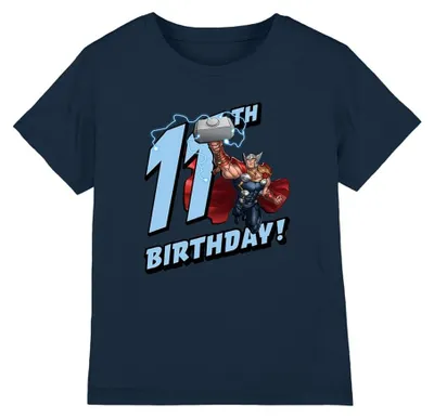 Image de T-shirt d'anniversaire Marvel Thor pour enfants, couleur bleu marine, taille 3-4 ans