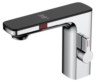 Produktbild von Armatur für Waschbecken mit Sensor und digitaler Anzeige für Warm- und Kaltwasser (Chrom)