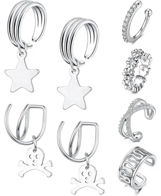 Obrázok produktu pre Falošné piercingy do nosa, chirurgická oceľ, 8 kusov, strieborná farba, priemer 8 mm