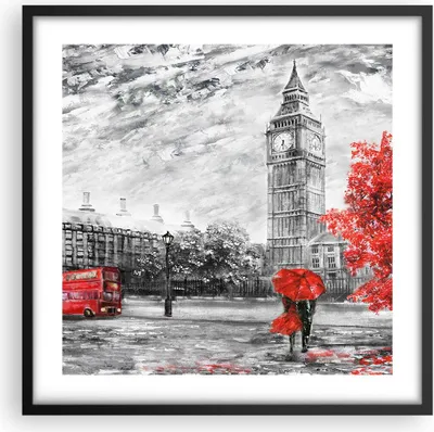 Produktbild von Gerahmtes Poster - Schwarzer Rahmen - London Bus - 50x50 cm - Wand Bild - Wanddeko - Wandbilder - Kunstposter - Wandposter - Bilderrahmen - Bilder - Kunstdruck - Wandbild - P2BAC50x50-3866