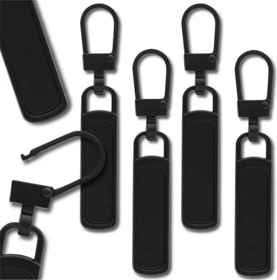 Produktbild von Set Reißverschlussanhänger aus Metall, 5 Stück, schwarz