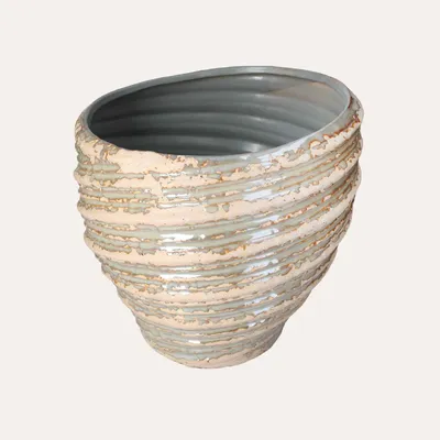 Immagine prodotto di KEYHOMESTORE | Vaso a Spirale in Vetroceramica Avorio con Glitter