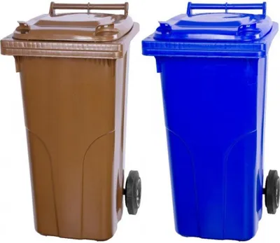 Produktbild von SuperSparSet 2x PROREGAL 2-Rad-Mülltonne MGB | HDPE-Kunststoff | 120 Liter | Braun & Blau