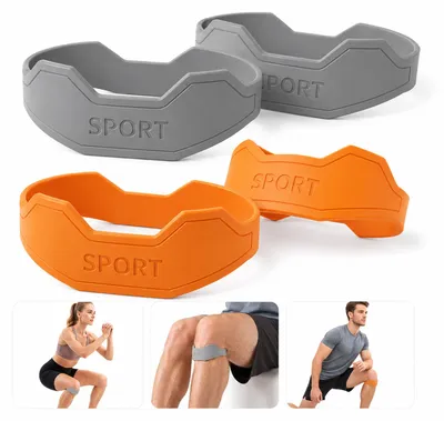 Produktbild von Patellaband 2er Set, Silikon Patellasehnenband mit rutschfester Knie Unterstützung, verstellbare Kniebandage für Sport, Laufen, Basketball und Volleyball
