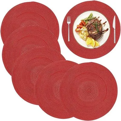Produktbild von Langlebige, wasserable, 355 cm lange, gevlochte katoenen Tischdecken für Küche und Esszimmer - Set von 6.