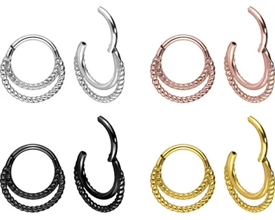 Produktbild von Ohrpiercing, Nasenpiercing, Septum Piercing Chirurgenstahl Segmentring Clicker 2 GEDREHTE RINGE