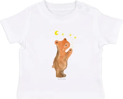 Produktbild von Mr. & Mrs. Panda Babyshirt Verliebter Bär 12. - 18. Monat - Weiß - Geschenk, Organic Baby Shirt, Spruch, Teddy, , Verliebte, Kurzarmshirt, T-Shirt, Partner