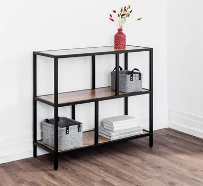 Produktbild von Wohnzimmerregal, ca. 83 x 34 x 80 cm - Braun/Schwarz