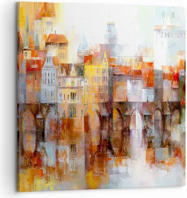 Produktbild von Bild auf Leinwand - Leinwandbild - Stadt Mietshaus - 50x50cm - Wand Bild - Wanddeko - Wandbilder - Leinwanddruck - Bilder - Kunstdruck - Wanddekoration - Leinwand bilder - Wandkunst - AC50x50-3476