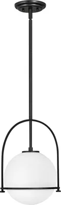 Obrázek produktu pro Závěsné svítidlo kovové sklo kulaté Ø 28,9 cm V: max. 129,4 cm černé bílé stínítko E27 vintage design