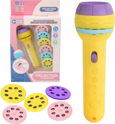 Zdjęcie produktu dla Mini projektor ręczny latarka 2 w 1 żółty dla dzieci 7606Z