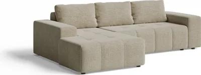 Obrázek produktu pro Rohová sedací souprava s funkcí spaní L – béžová – 264x78x155 cm – levá – pohovka do obývacího pokoje – rozkládací sedací souprava – ORION