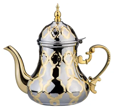 Teekanne 1,2 L, Edelstahl, arabischer Stil, traditionell