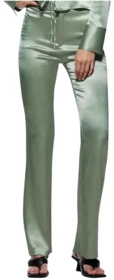 Produktbild von Zara Damen Hose Salbeigrün Satin S