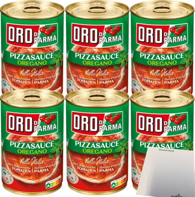 Produktbild von Oro di Parma Pizzasauce Oregano 6er Pack (6x 400g Dose) + usy Block