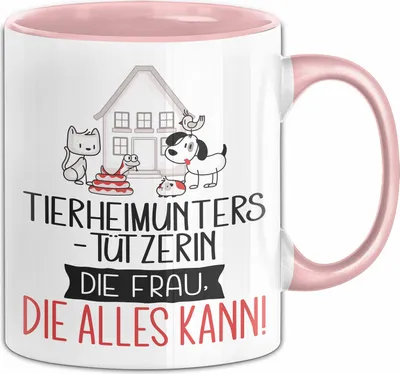 Produktbild von Tierheimunterstützerin Geschenk Tasse Becher Die Frau Die Allen Kann Geschenkidee für eine Tierheimunterstützerin Lustig (Rosa)