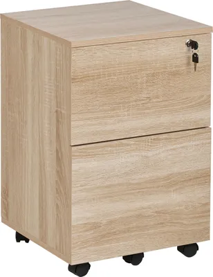 Produktbild von BELIANI Aktenschrank Hellbraun Holzoptik 2 Schubladen Abschließbar mit Schlüssel Büroschrank für Homeoffice Büro Wohnzimmer
