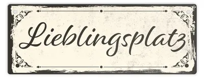 Metallschild Lieblingsplatz, rustikales Design, 7,5x20 cm, braun