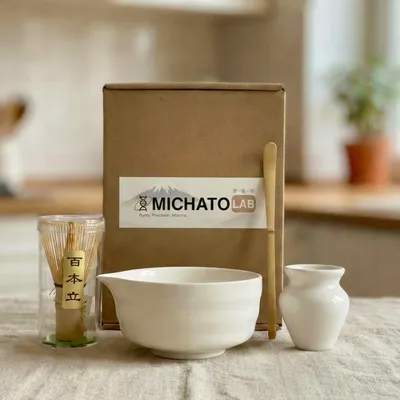 Obrázok produktu pre Darčeková súprava Matcha: miska, šľahačka Chasen, stojan a bambusová lyžička