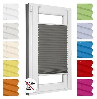 Produktbild von Estika Plisé-Rollo, ohne Bohren - 120 x 230 cm - Dunkelgrau - Innenrollo für Fenster, Befestigungssystem: Klemmfix