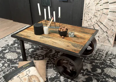 Produktbild von MASSIVMOEBEL24 Couchtisch Mango 110x80x45 natur lackiert RAILWAY #133