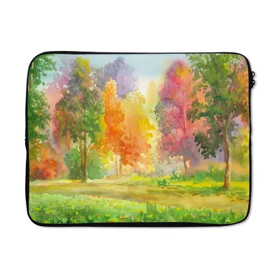 Produktbild von MuchoWow® Laptop Hülle 14 ZollEine bunte Illustration von Bäumen Laptoptasche - Laptoptasche - Stoßsicher - Schutzhaube