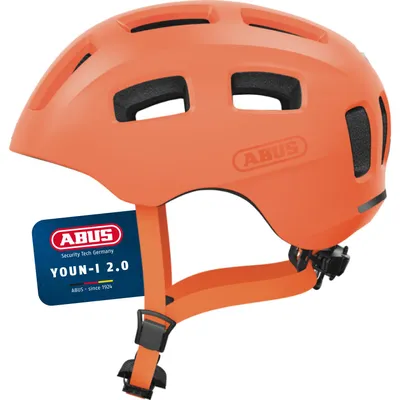 Produktbild von ABUS Fahrradhelm Youn-I 2.0 - mit Licht für Kinder, Jugendliche und junge Erwachsene - für Mädels und Jungs - mono orange, Größe M