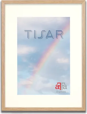 Produktbild von aFFa frames Tisar Bilderrahmen aus Holz mit Passepartout 40x60 cm Creme, leicht, rechteckig, mit Acrylglasfront, HDF-Rückwand Hellbraun (05) 50x70 cm