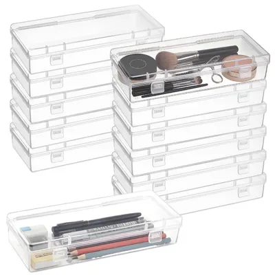 12 transparente Aufbewahrungsboxen, Kunststoff, 15,5x9,2x3 cm, stapelbar