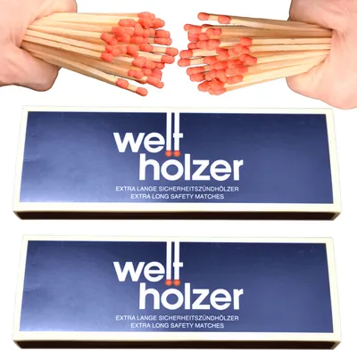 Produktbild von jameitop® 2 Pack XXL Welthölzer 20 cm Streichholzschachteln 2 x 45er Packungen Retro/Vintage Streichhölzer Zündhölzer