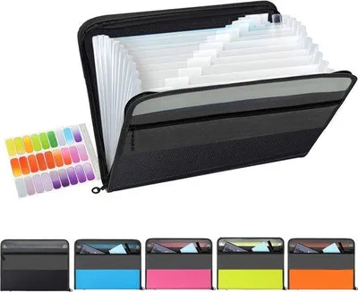 Immagine prodotto di Portadocumenti a 13 scomparti, organizer per documenti A4 espandibile a 5 scomparti con cerniera, 5 colori assortiti