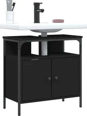Produktbild von Waschbeckenunterschrank Schwarz 60x30x60 cm Holzwerkstoff 842436