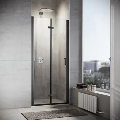 Immagine prodotto di SUNXURY Porte per doccia 90x195cm Porta a soffietto 180° Porta a battente con rivestimenti nano ESG Porta a nicchia Cabine doccia Nero