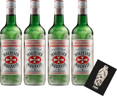 Produktbild von Malteser 4er Set Aquavit 4x 0,7L (40% Vol) Malteserkreuz seit 1924 nach dänischem Rezept hergestellt- [Enthält Sulfite]