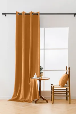Produktbild von Vorhang - Gelb - 140 x 250 cm - Verdunkelungsvorhang - mit Ösen - Veloursstoff - Gardine Schlafzimmer