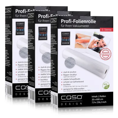 Produktbild von Caso Profi-Folienrollen 20x600 cm / 2 Rollen für Vakuumierer Caso (3er Pack)