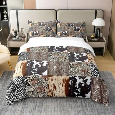 Productafbeelding van Beddengoedset, 220x240 cm, 100% katoen, met 2 kussenslopen van 80x80 cm, met dierenhuidmotief
