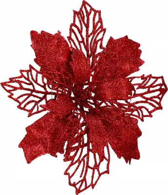 Image de Étoile de Noël avec épine 14 x 16 cm, rouge