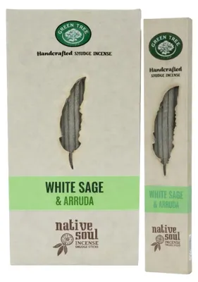 Produktbild von Green Tree Native Soul Smudge Incense \White Sage & Aaruda\" 15gr. (8 Sticks)"