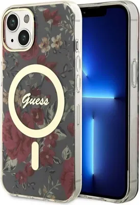 Produktbild von Guess Guhmp14Mhcfwsa Hülle Für Iphone 14 Plus 6,7 Grün/Khaki Hardcase Flower Magsafe