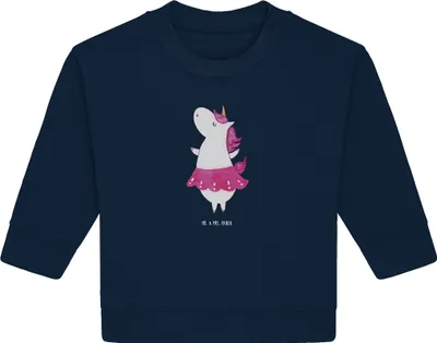 Produktbild von Mr. & Mrs. Panda Organic Baby Pullover Einhorn Ballerina 6. - 12. Monat - French Navy - Geschenk, Wohnung, Tanzen, Bullover, Unicorn, Geburtstag
